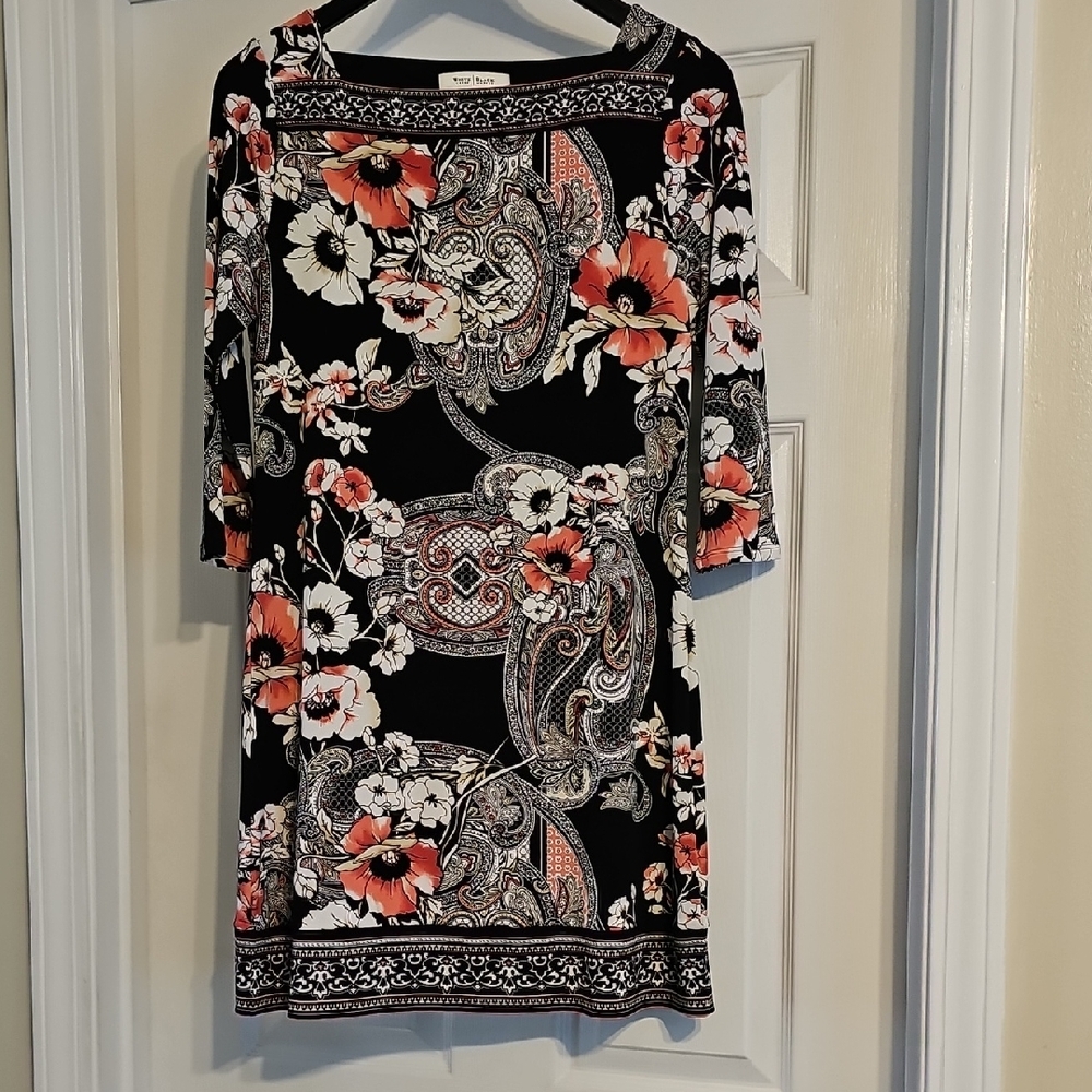 White House Black Market Black and Cream Dress